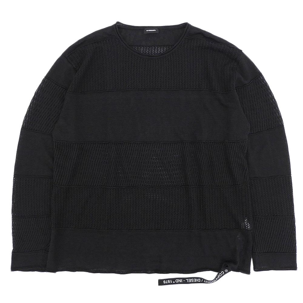 DIESEL ディーゼル ニット切り替え ロングスリーブ リネン トップス メンズ ブラック M トップス