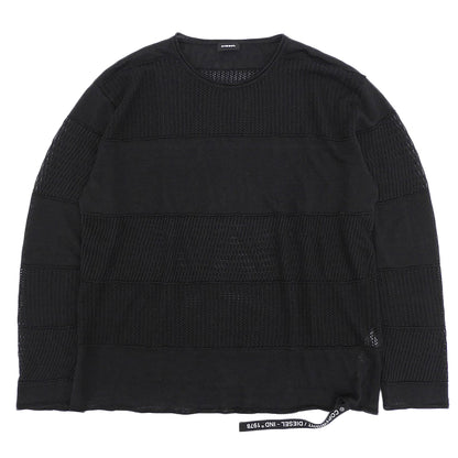 DIESEL ディーゼル ニット切り替え ロングスリーブ リネン トップス メンズ ブラック M トップス
