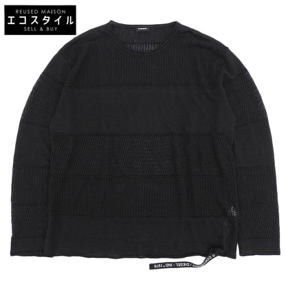 DIESEL ディーゼル ニット切り替え ロングスリーブ リネン トップス メンズ ブラック M トップス