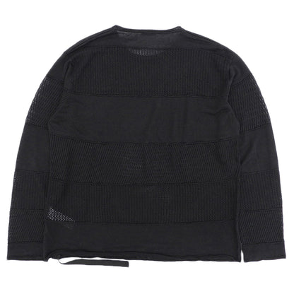 DIESEL ディーゼル ニット切り替え ロングスリーブ リネン トップス メンズ ブラック M トップス