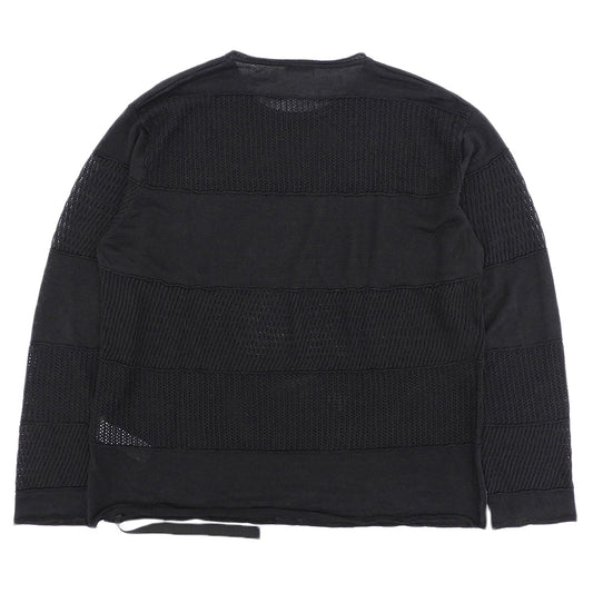 DIESEL ディーゼル ニット切り替え ロングスリーブ リネン トップス メンズ ブラック M トップス