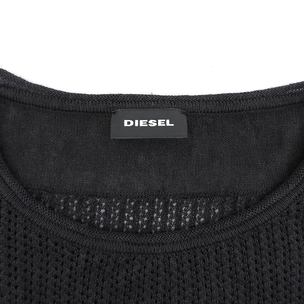 DIESEL ディーゼル ニット切り替え ロングスリーブ リネン トップス メンズ ブラック M トップス