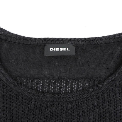 DIESEL ディーゼル ニット切り替え ロングスリーブ リネン トップス メンズ ブラック M トップス