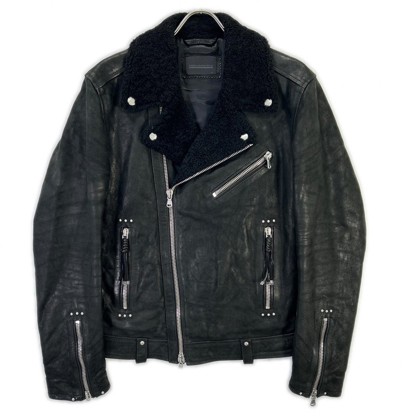 DIESEL BlackGold ディーゼルブラックゴールド ブラック シープスキン ムートン ライダースジャケット ジャケット