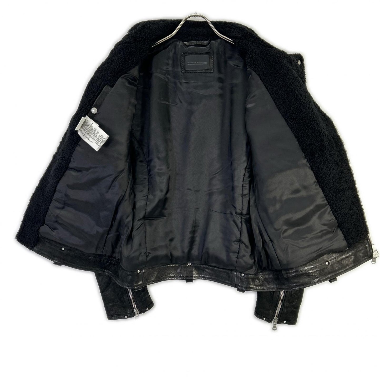 DIESEL BlackGold ディーゼルブラックゴールド ブラック シープスキン ムートン ライダースジャケット ジャケット