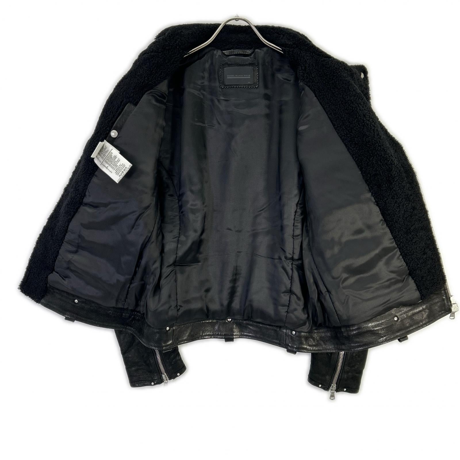 DIESEL BlackGold ディーゼルブラックゴールド ブラック シープスキン ムートン ライダースジャケット ジャケット