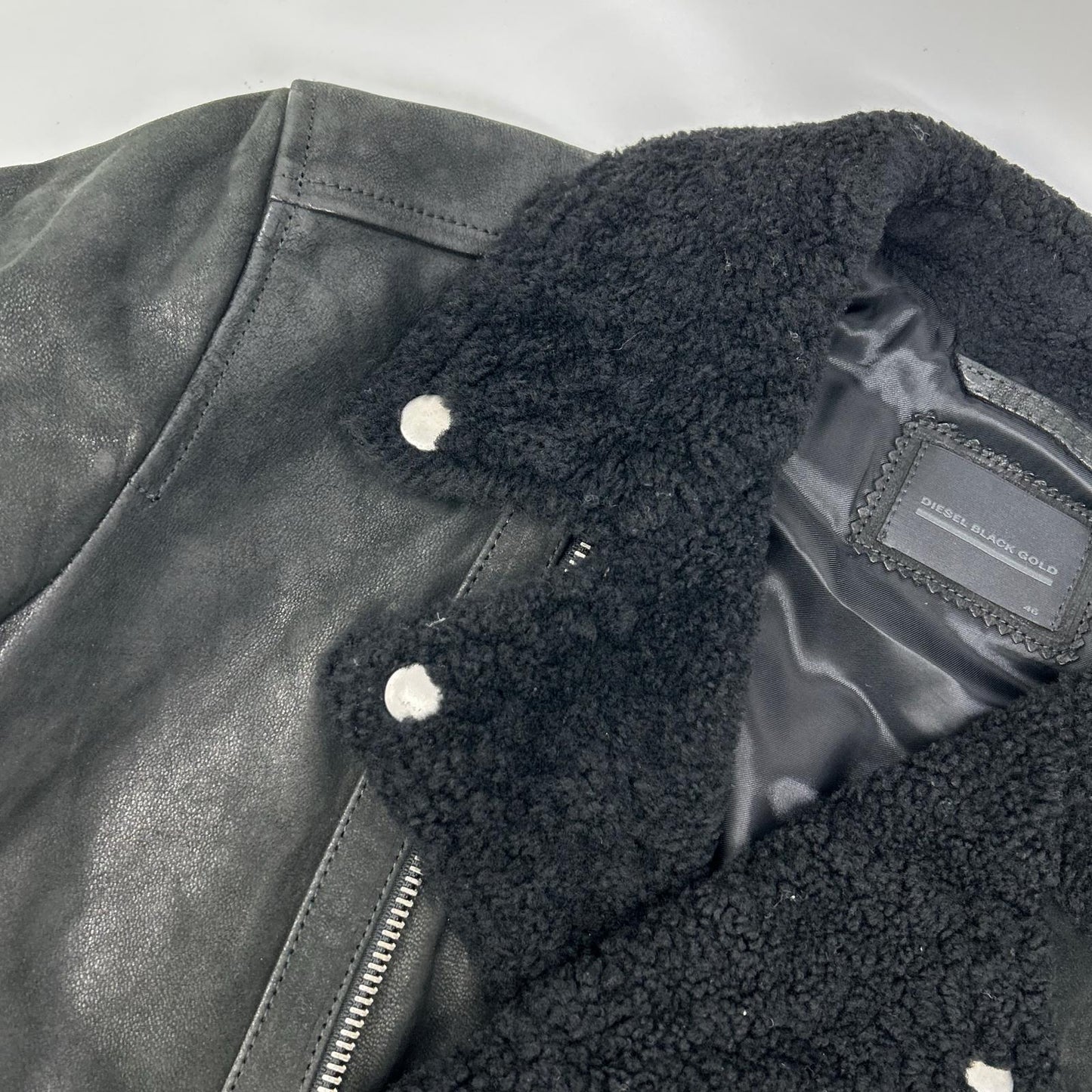 DIESEL BlackGold ディーゼルブラックゴールド ブラック シープスキン ムートン ライダースジャケット ジャケット