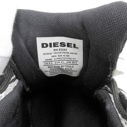 DIESEL ディーゼル 美品 S-PROTOTYPE P1 スニーカー シューズ メンズ ブラック×ホワイト 26.5cm Y03135 シューズ