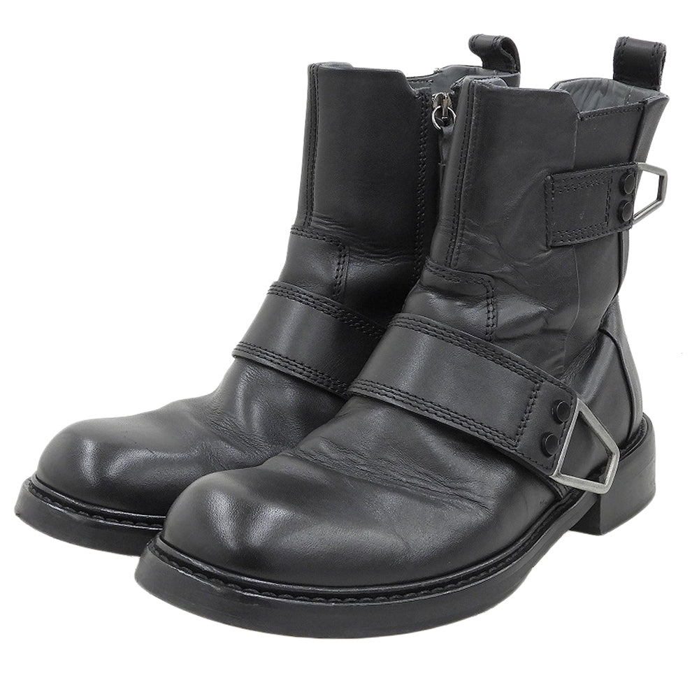 DIESEL ディーゼル D-JACK BELTED インサイドジップ ブーツ レザー シューズ メンズ ブラック 40 シューズ