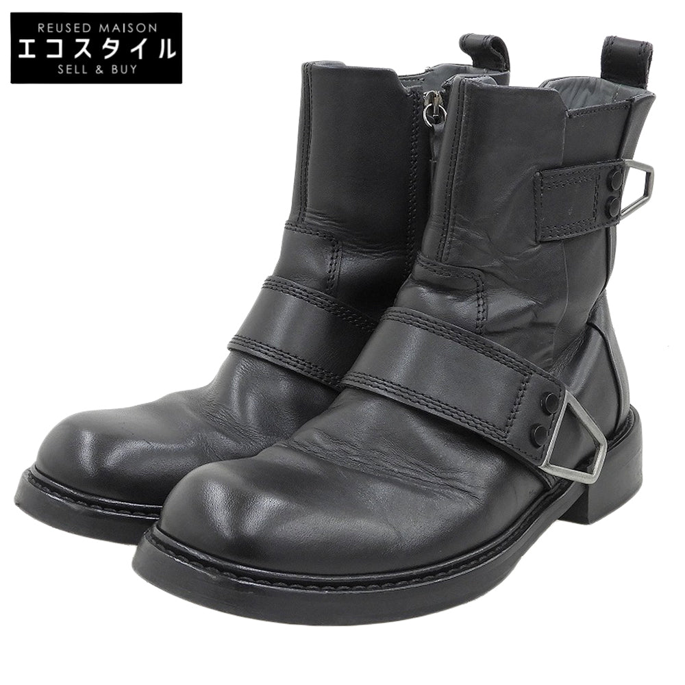 DIESEL ディーゼル D-JACK BELTED インサイドジップ ブーツ レザー シューズ メンズ ブラック 40 シューズ