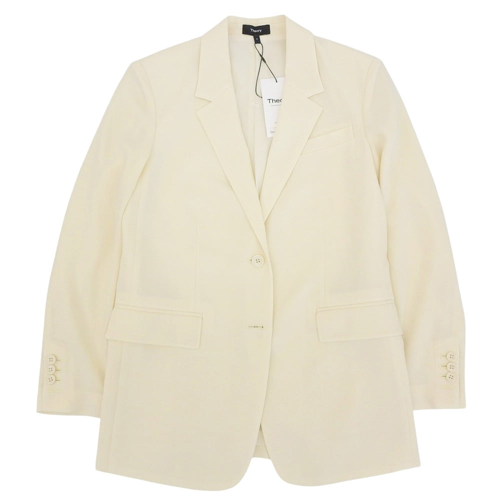 Theory セオリー 新品同様 Satin Crepe Straight Blazer テーラードジャケット レディース ライス アイボリー O 01-5204102 25SS ジャケット