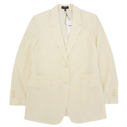 Theory セオリー 新品同様 Satin Crepe Straight Blazer テーラードジャケット レディース ライス アイボリー O 01-5204102 25SS ジャケット