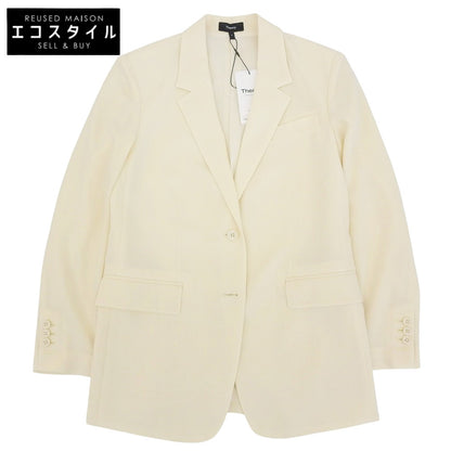 Theory セオリー 新品同様 Satin Crepe Straight Blazer テーラードジャケット レディース ライス アイボリー O 01-5204102 25SS ジャケット