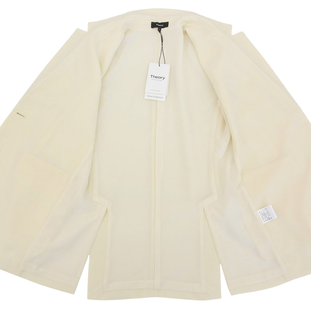 Theory セオリー 新品同様 Satin Crepe Straight Blazer テーラードジャケット レディース ライス アイボリー O 01-5204102 25SS ジャケット