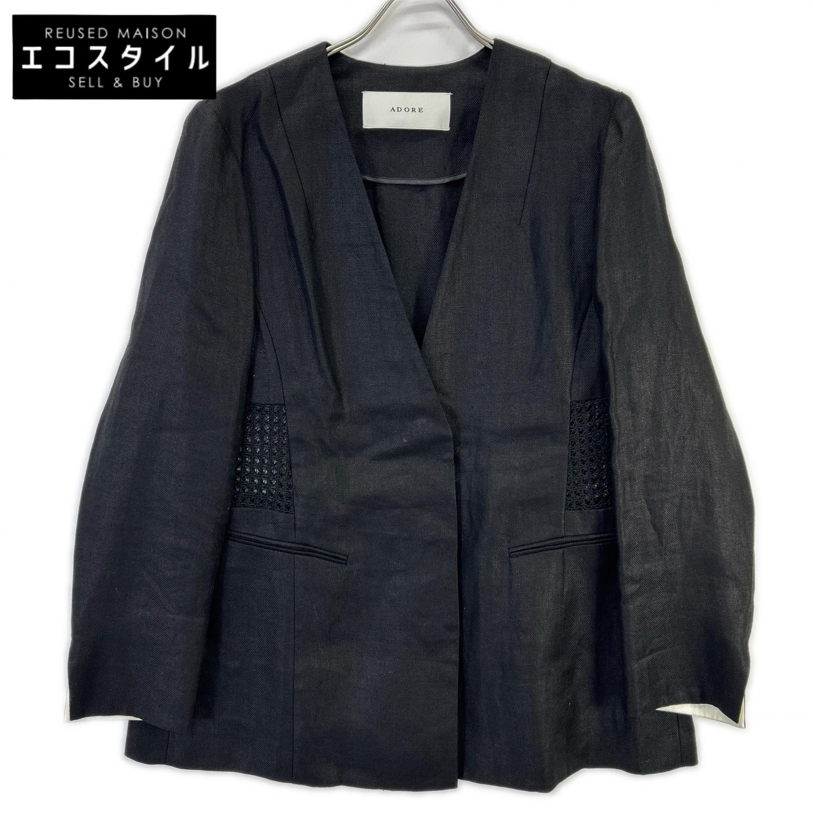 ADORE アドーア 531-5150202 24年製 ブラック リネン100 メッシュウェストJK ジャケット ジャケット