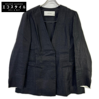 ADORE アドーア 531-5150202 24年製 ブラック リネン100 メッシュウェストJK ジャケット ジャケット