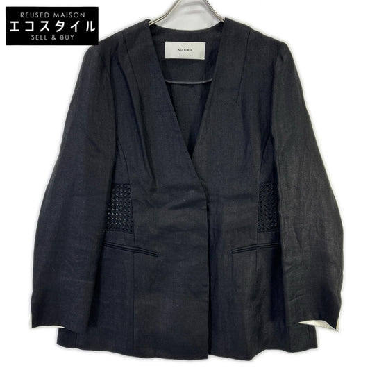 ADORE アドーア 531-5150202 24年製 ブラック リネン100 メッシュウェストJK ジャケット ジャケット