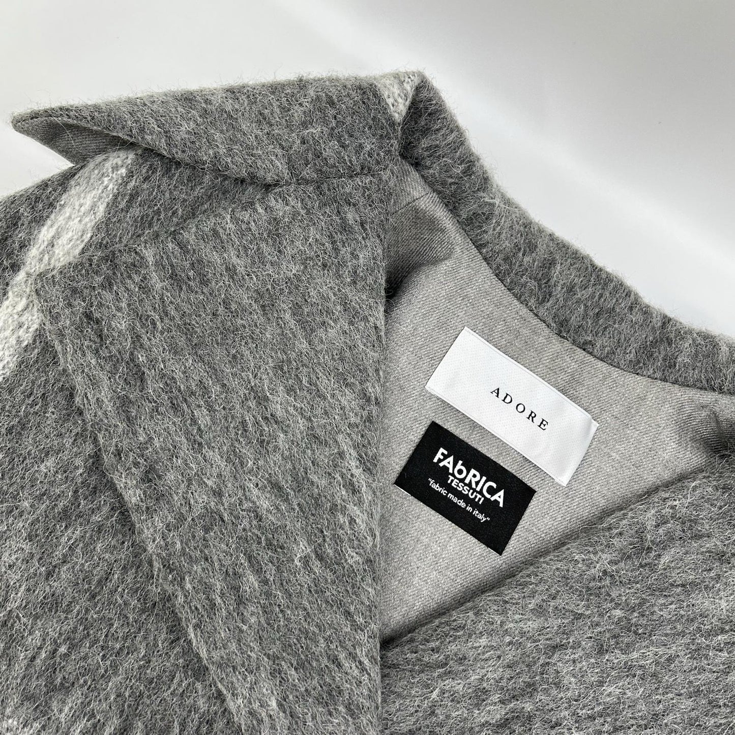 ADORE アドーア 531-2250003 グレー 【FAbRICA】使用 シャギーチェックジレ コート