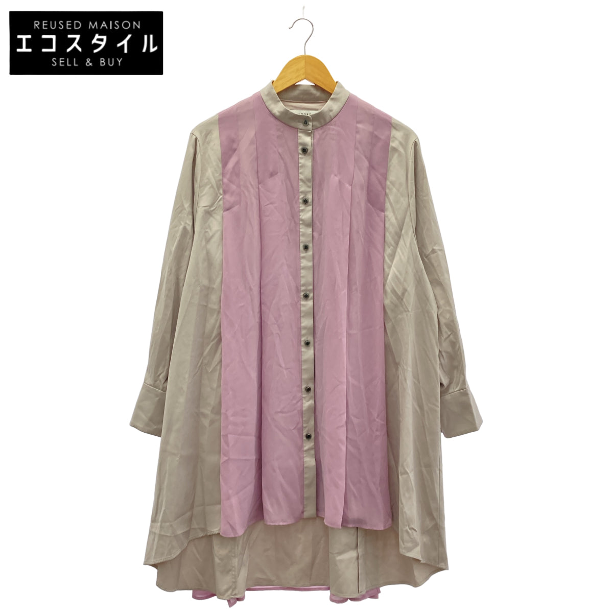 ADORE アドーア 531-2110005 グレー×ピンク アクセントカラーコンビロングブラウス トップス