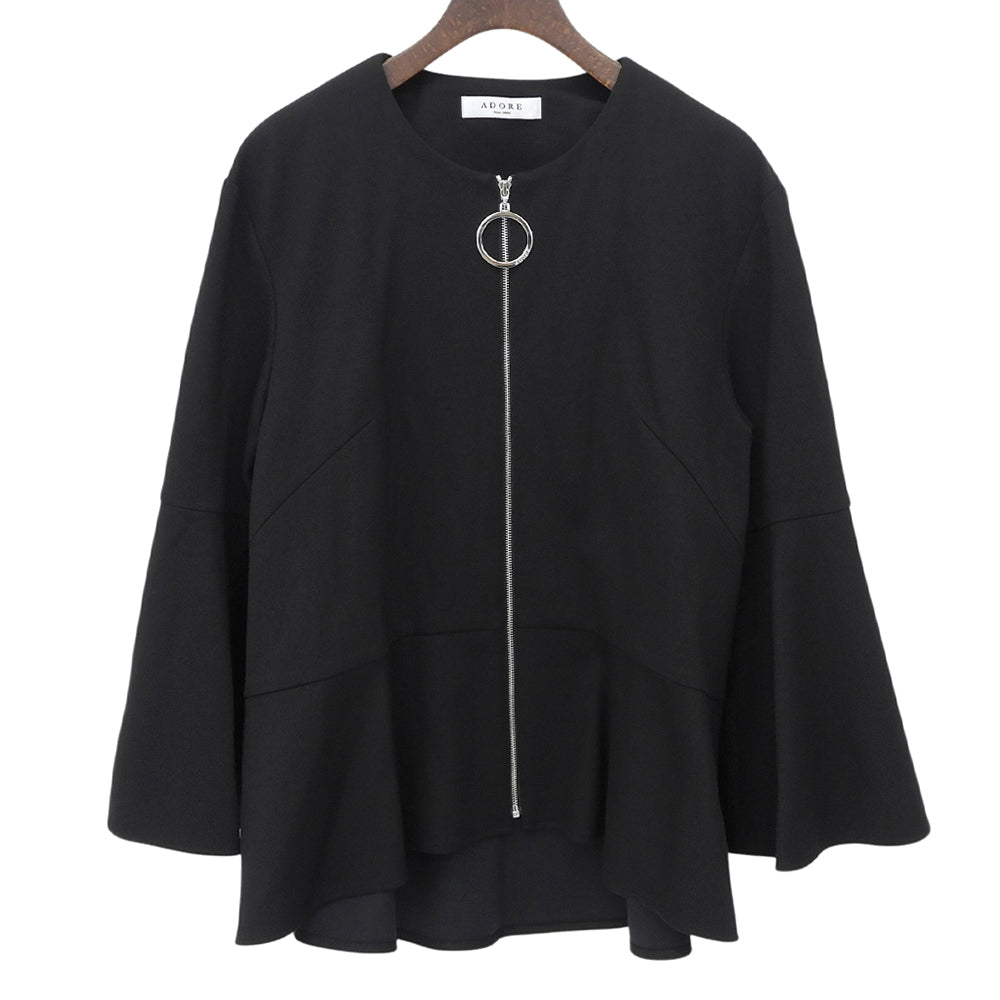 ADORE アドーア 美品 ボンジャージィージップカットソーカーディガン レディース ブラック 38 531-7260707 トップス