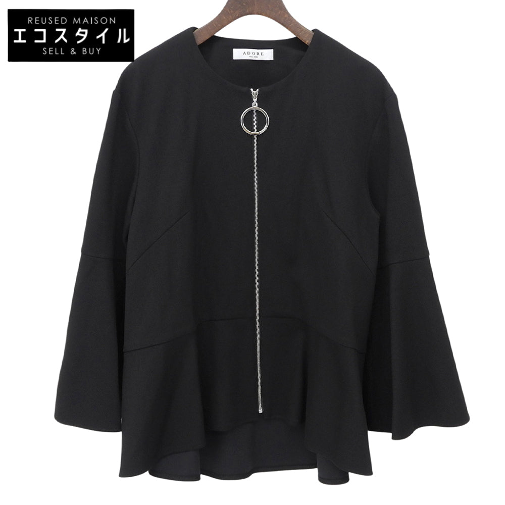 ADORE アドーア 美品 ボンジャージィージップカットソーカーディガン レディース ブラック 38 531-7260707 トップス