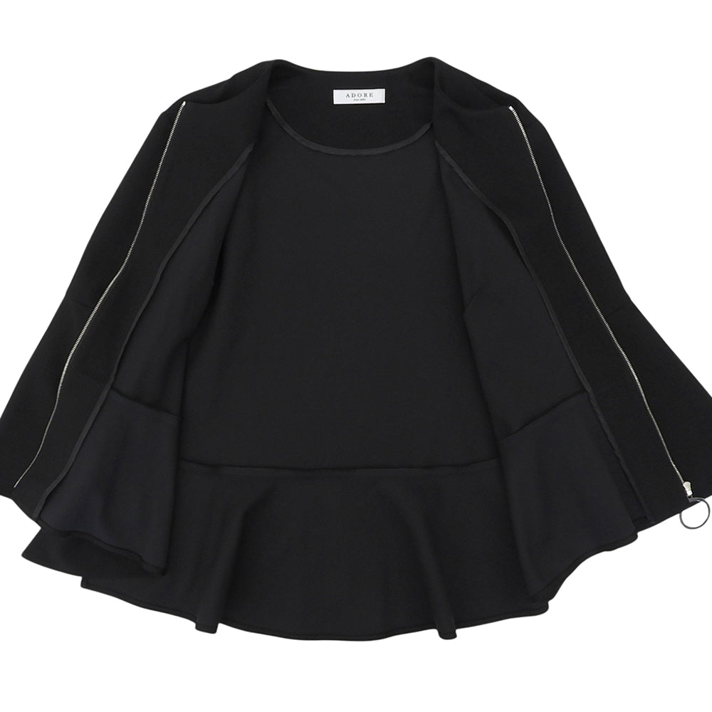ADORE アドーア 美品 ボンジャージィージップカットソーカーディガン レディース ブラック 38 531-7260707 トップス