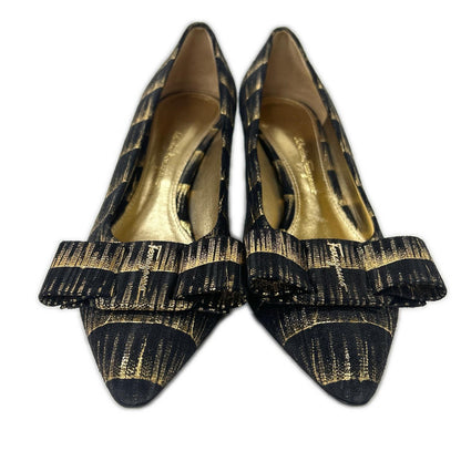 SalvatoreFerragamo サルバトーレフェラガモ 【新品同様】メタル ヴァラリボン チャンキーヒール パンプス シューズ