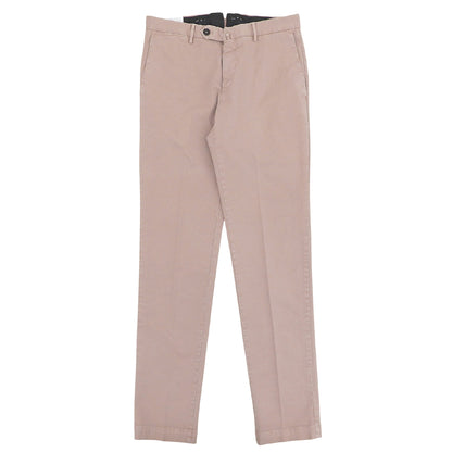 PT TORINO Like-New Stretch Cotton Chemical-Wash Twill Flat-Front Pants Pink Beige 46 Bottoms