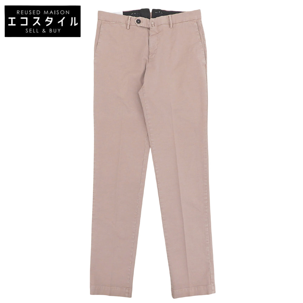 PT TORINO Like-New Stretch Cotton Chemical-Wash Twill Flat-Front Pants Pink Beige 46 Bottoms