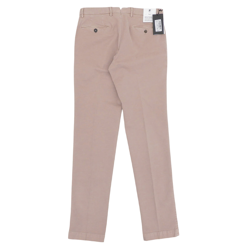 PT TORINO Like-New Stretch Cotton Chemical-Wash Twill Flat-Front Pants Pink Beige 46 Bottoms
