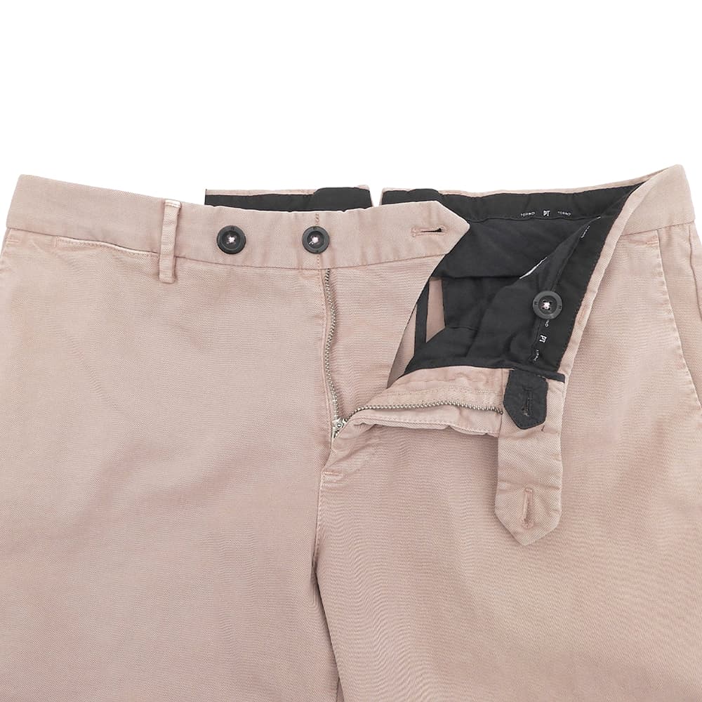 PT TORINO Like-New Stretch Cotton Chemical-Wash Twill Flat-Front Pants Pink Beige 46 Bottoms