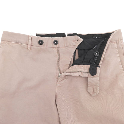 PT TORINO Like-New Stretch Cotton Chemical-Wash Twill Flat-Front Pants Pink Beige 46 Bottoms