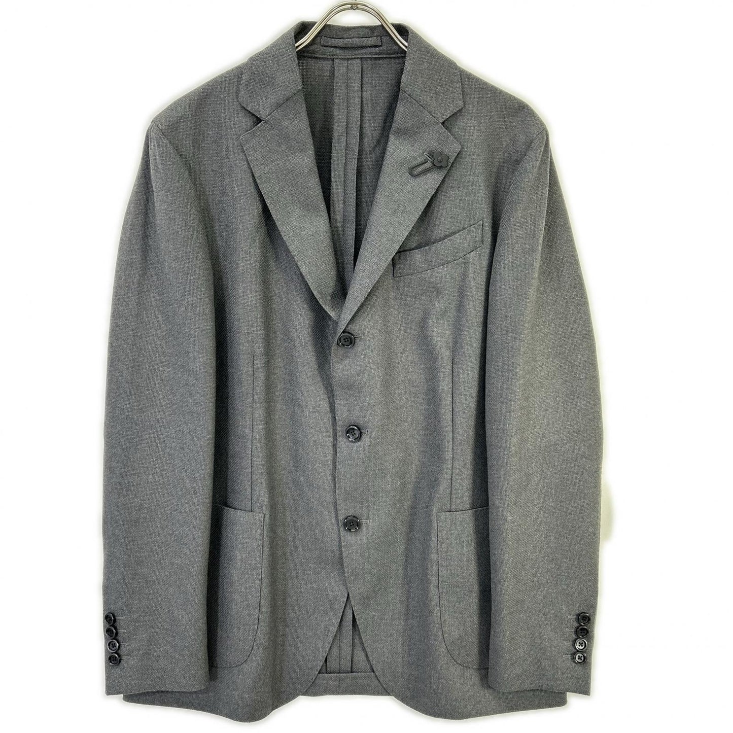 LARDINI ラルディーニ JA939AQ チャコール ウールホップサック EASY WEAR 段返り3B 2パッチ シングルジャケット ジャケット