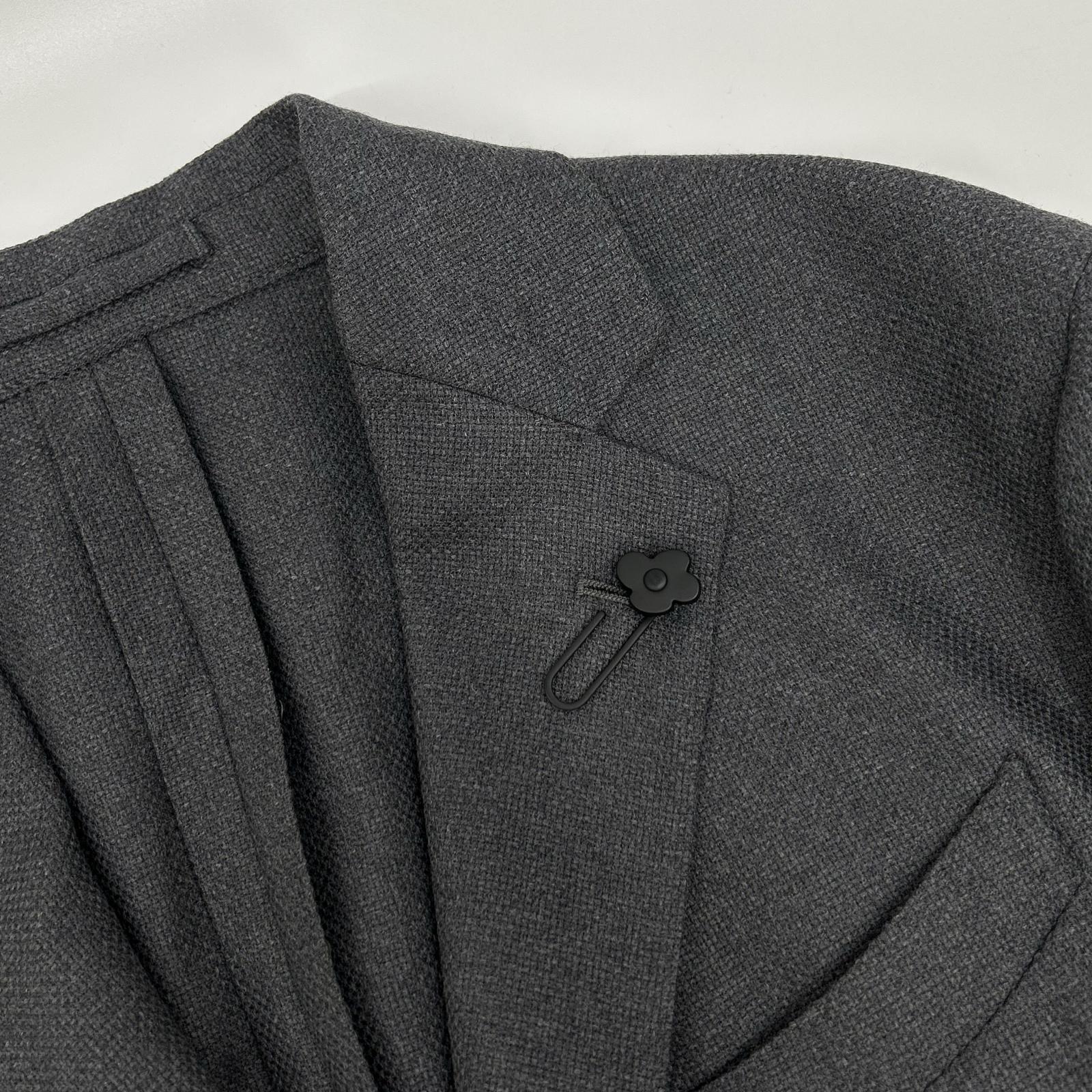 LARDINI ラルディーニ JA939AQ チャコール ウールホップサック EASY WEAR 段返り3B 2パッチ シングルジャケット ジャケット