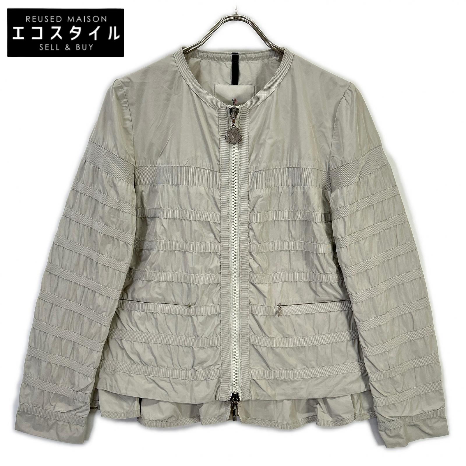 MONCLER モンクレール グレー ナイロン CARMIN ノーカラージャケット ジャケット