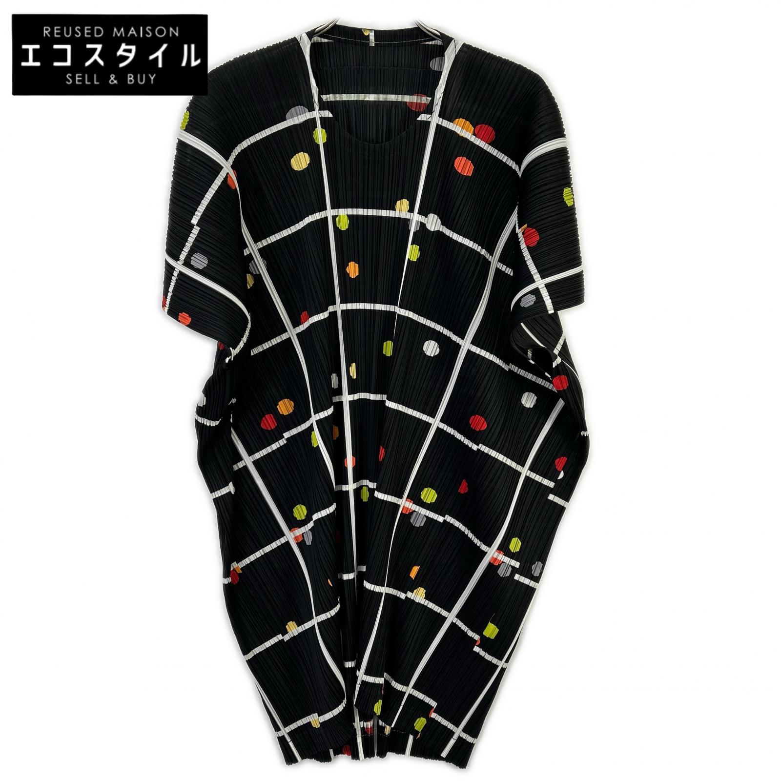 PLEATS PLEASE プリーツプリーズ 26SS PP61JT683 CROSSING DOTS ブラック ポリエステル ラウンドネック プリーツチュニック トップス
