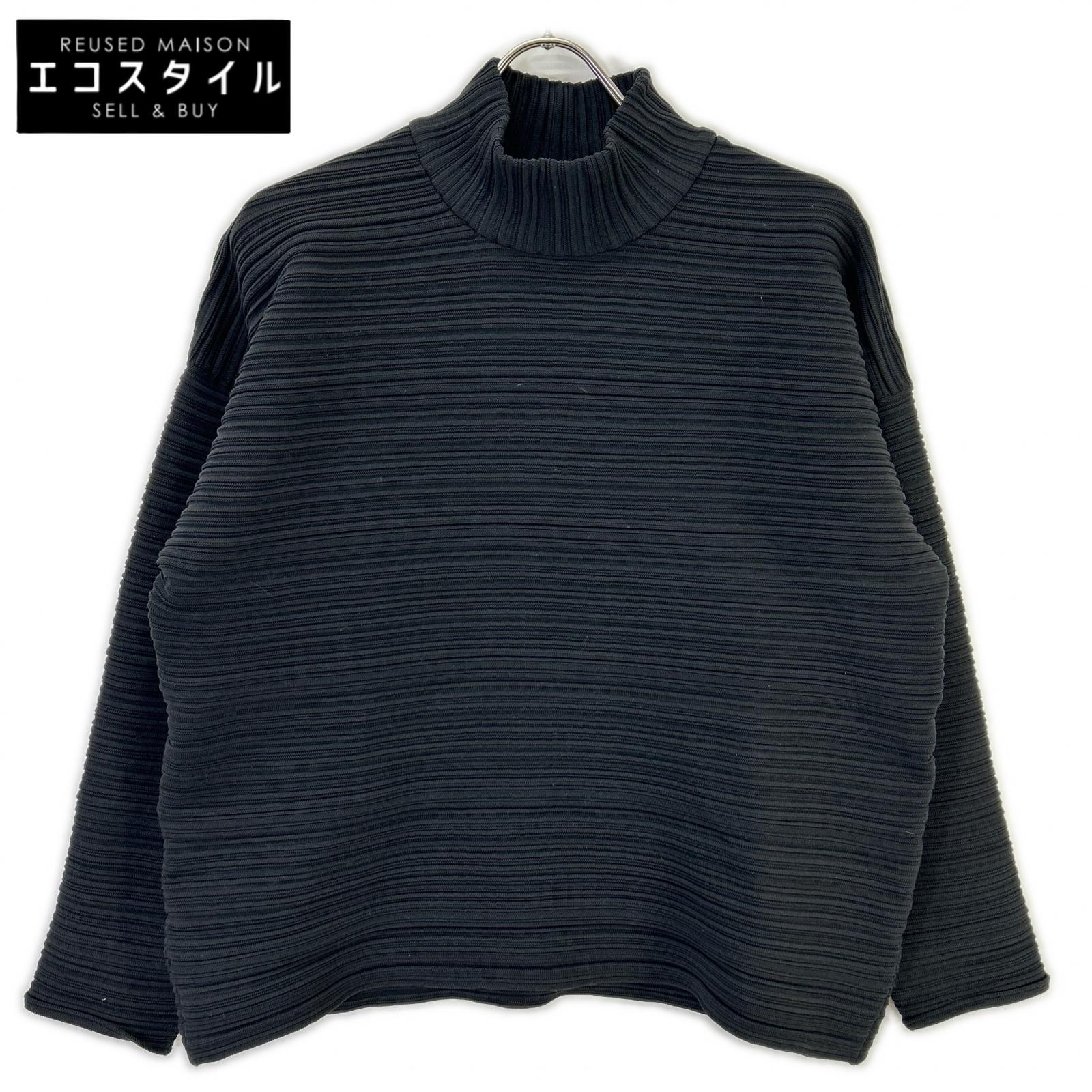 PLEATS PLEASE プリーツプリーズ 25AW PP53KK862 ブラック ポリエステル ロングスリーブ モックネックプリーツプルオーバー トップス