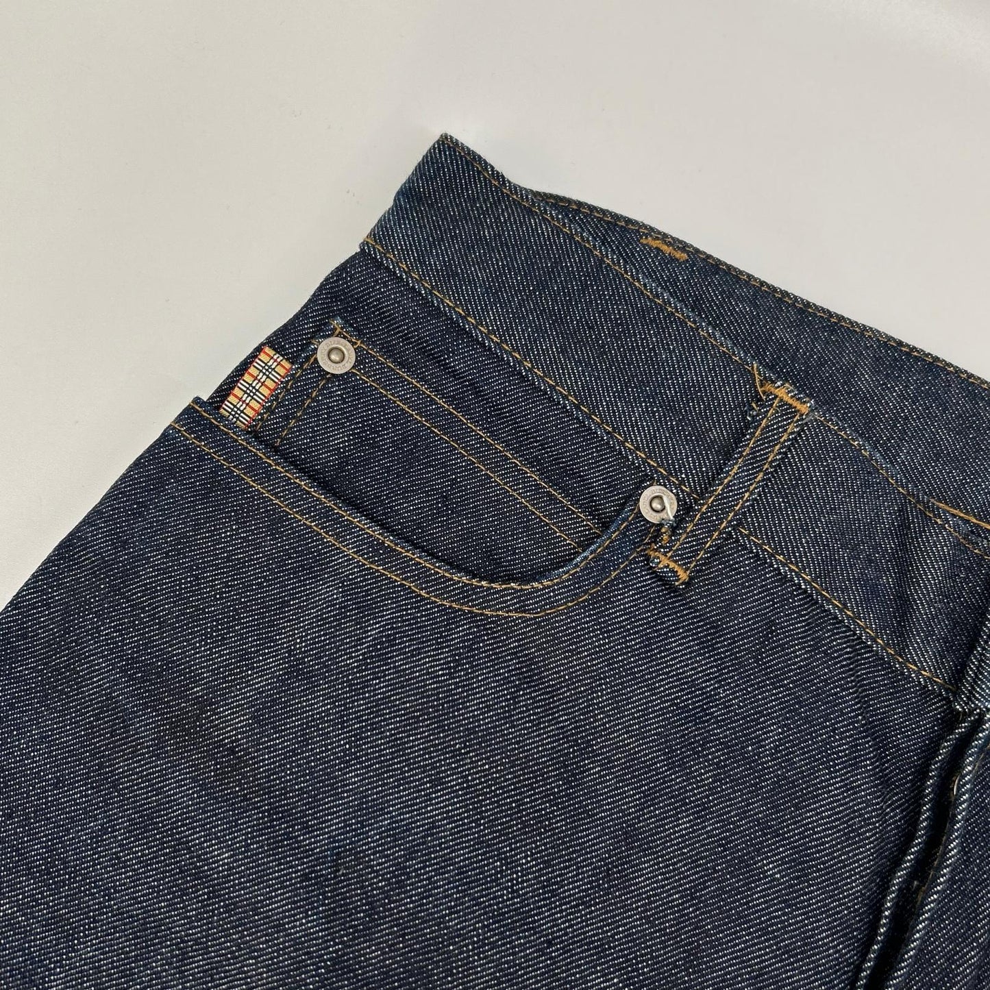 Burberry Blue Label バーバリーブルーレーベル インディゴ ノバチェック切り替え ストレートシルエット デニムパンツ ボトムス