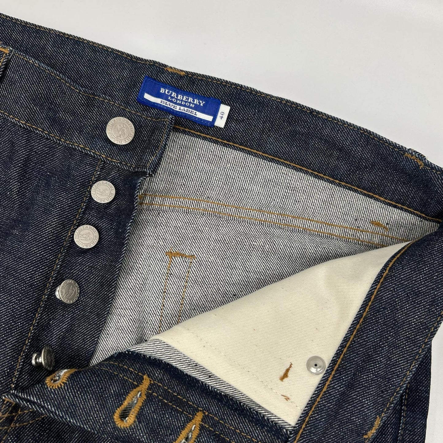 Burberry Blue Label バーバリーブルーレーベル インディゴ ノバチェック切り替え ストレートシルエット デニムパンツ ボトムス
