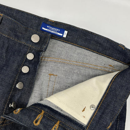 Burberry Blue Label バーバリーブルーレーベル インディゴ ノバチェック切り替え ストレートシルエット デニムパンツ ボトムス