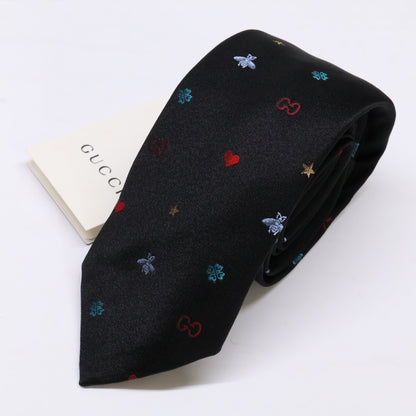 GUCCI グッチ 【新品同様/国内正規】571819 4E002 SYMBOLS シンボルズ モチーフデザイン シルク ナロータイ/ ネクタイ