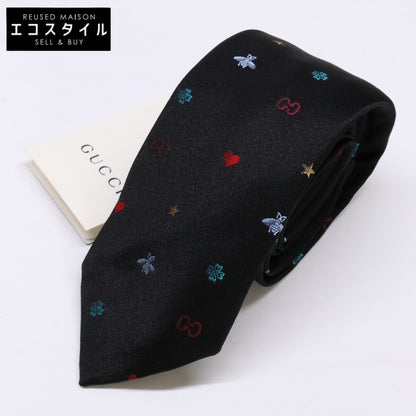GUCCI グッチ 【新品同様/国内正規】571819 4E002 SYMBOLS シンボルズ モチーフデザイン シルク ナロータイ/ ネクタイ
