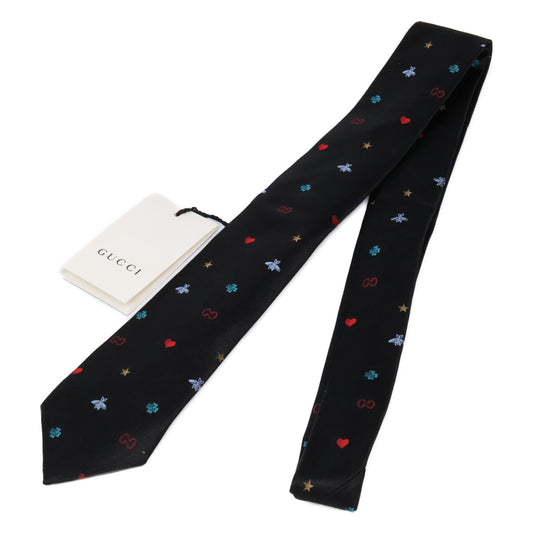 GUCCI グッチ 【新品同様/国内正規】571819 4E002 SYMBOLS シンボルズ モチーフデザイン シルク ナロータイ/ ネクタイ