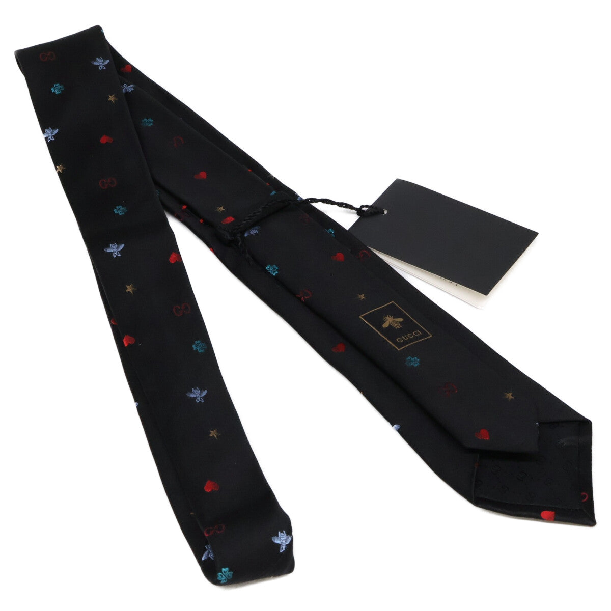 GUCCI グッチ 【新品同様/国内正規】571819 4E002 SYMBOLS シンボルズ モチーフデザイン シルク ナロータイ/ ネクタイ