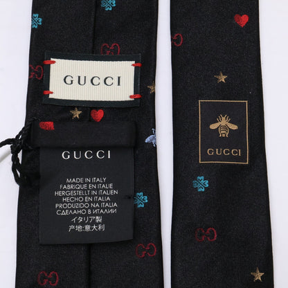 GUCCI グッチ 【新品同様/国内正規】571819 4E002 SYMBOLS シンボルズ モチーフデザイン シルク ナロータイ/ ネクタイ