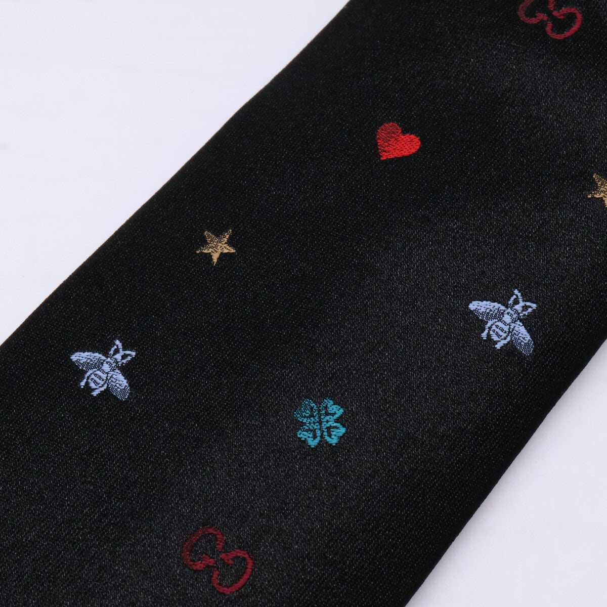GUCCI グッチ 【新品同様/国内正規】571819 4E002 SYMBOLS シンボルズ モチーフデザイン シルク ナロータイ/ ネクタイ