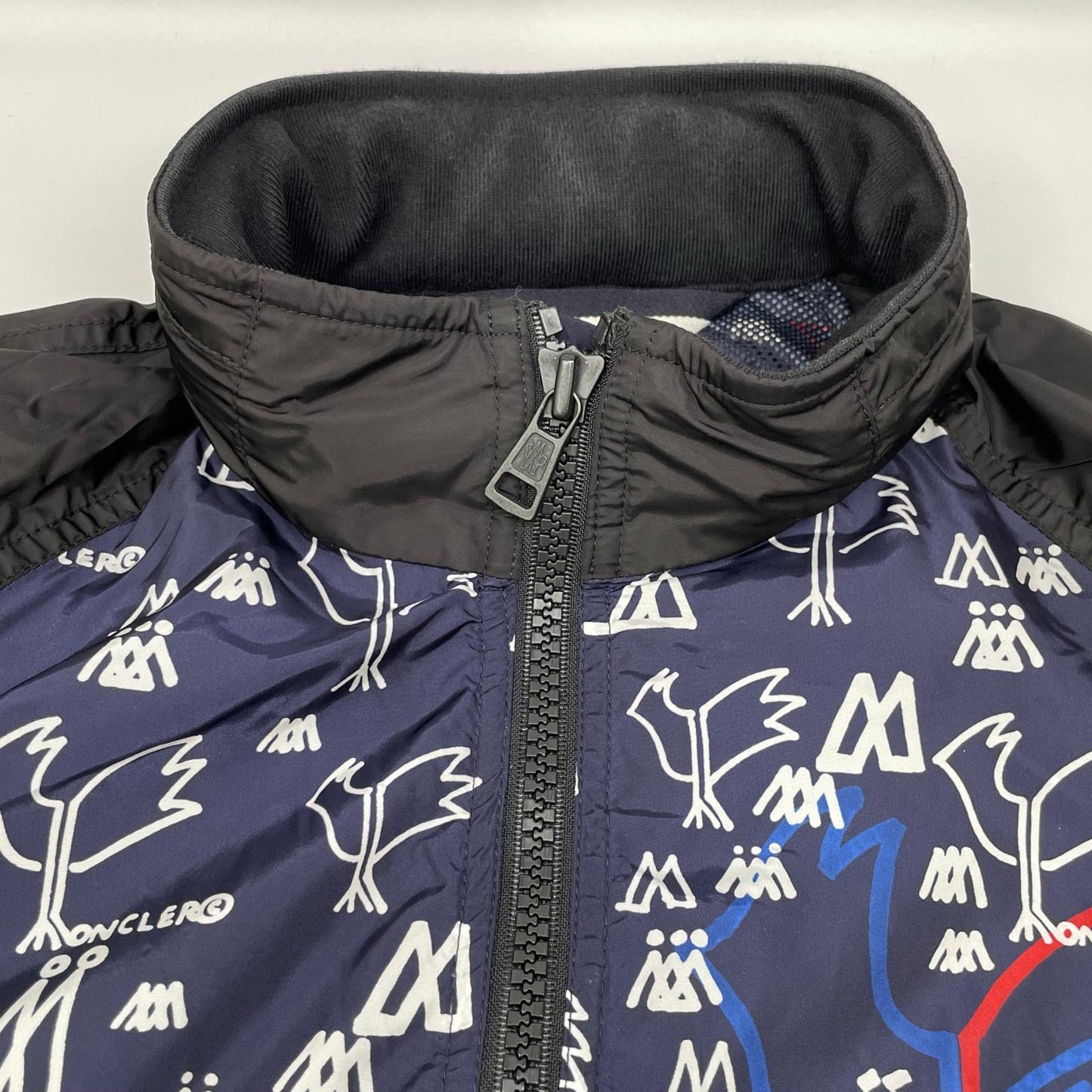 MONCLER モンクレール 【GENIUS】1952 18SS ALLOS ブラック×トリコロール 総柄 ドローコード W-ZIPナイロンフーディ ジャケット