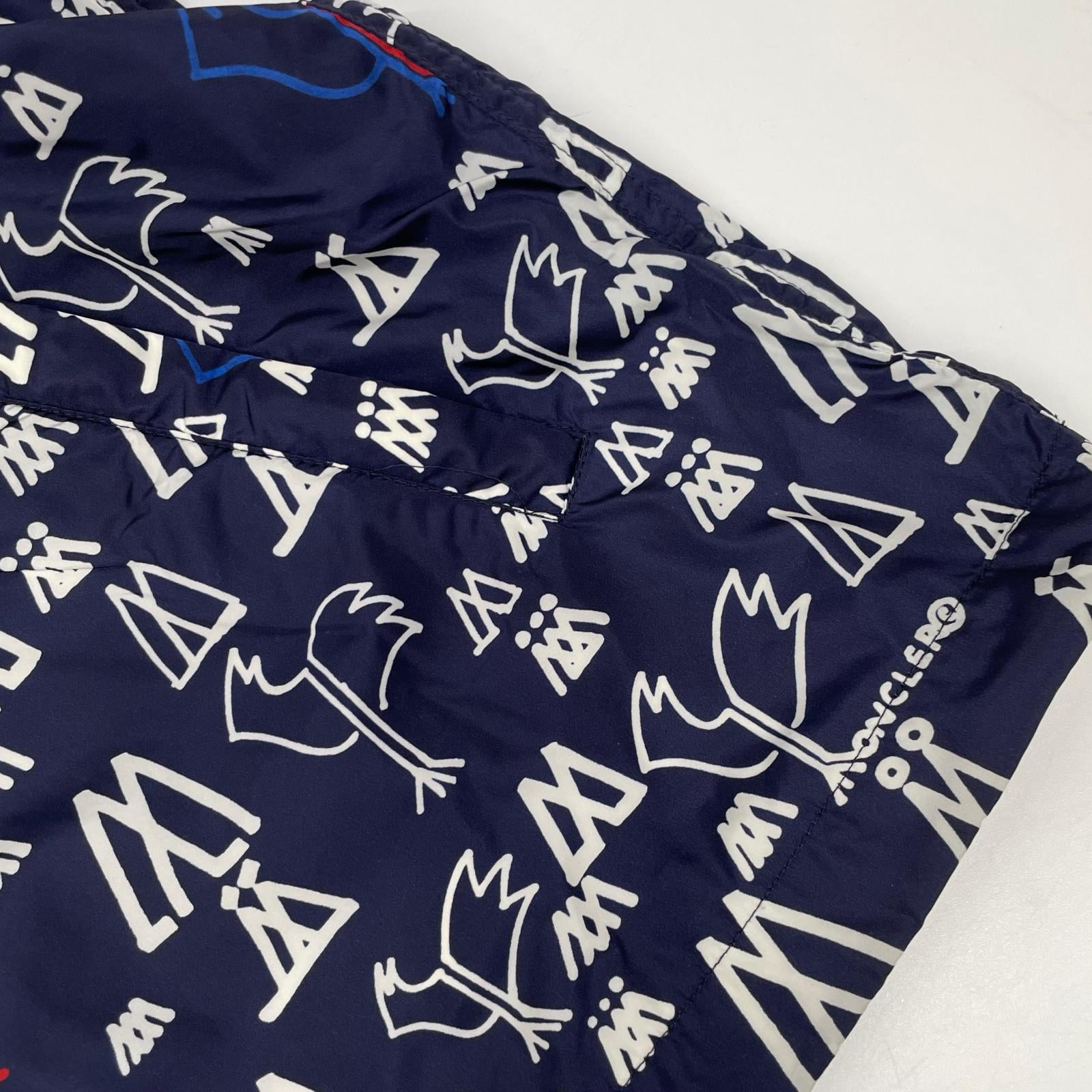 MONCLER モンクレール 【GENIUS】1952 18SS ALLOS ブラック×トリコロール 総柄 ドローコード W-ZIPナイロンフーディ ジャケット