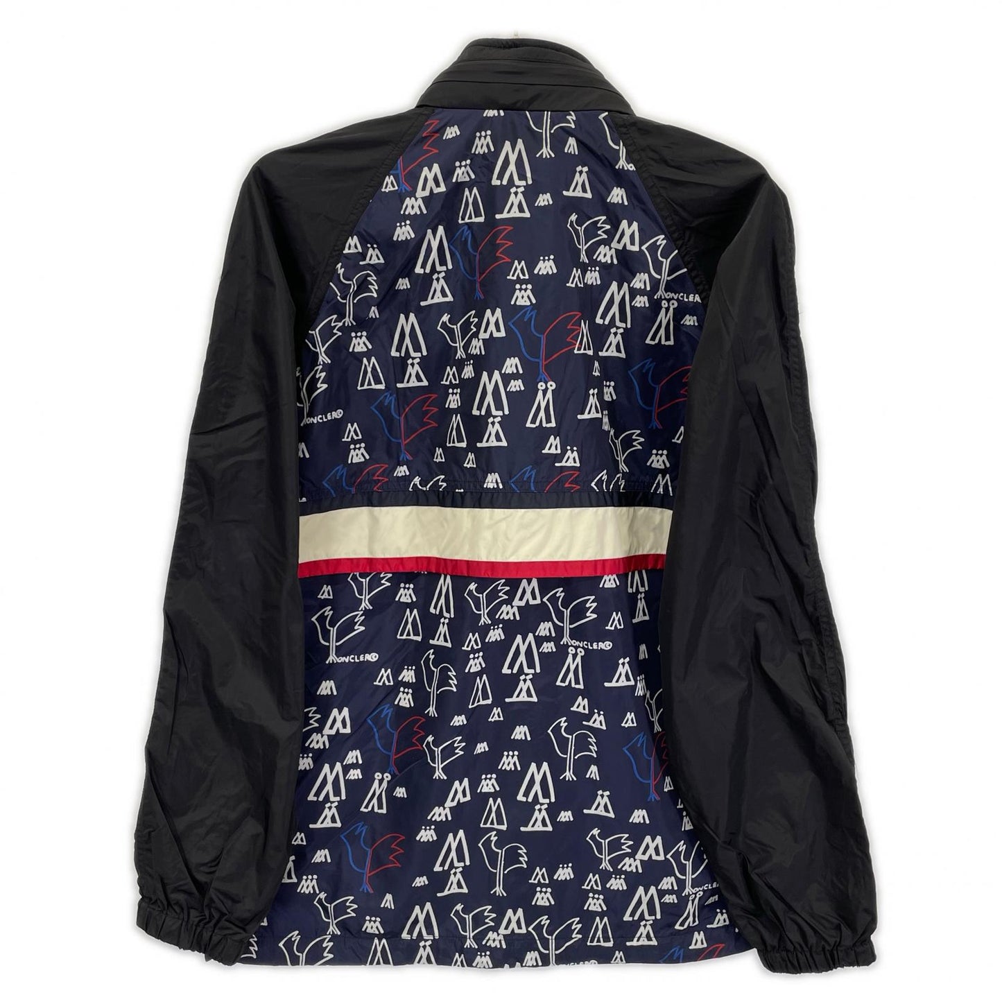 MONCLER モンクレール 【GENIUS】1952 18SS ALLOS ブラック×トリコロール 総柄 ドローコード W-ZIPナイロンフーディ ジャケット
