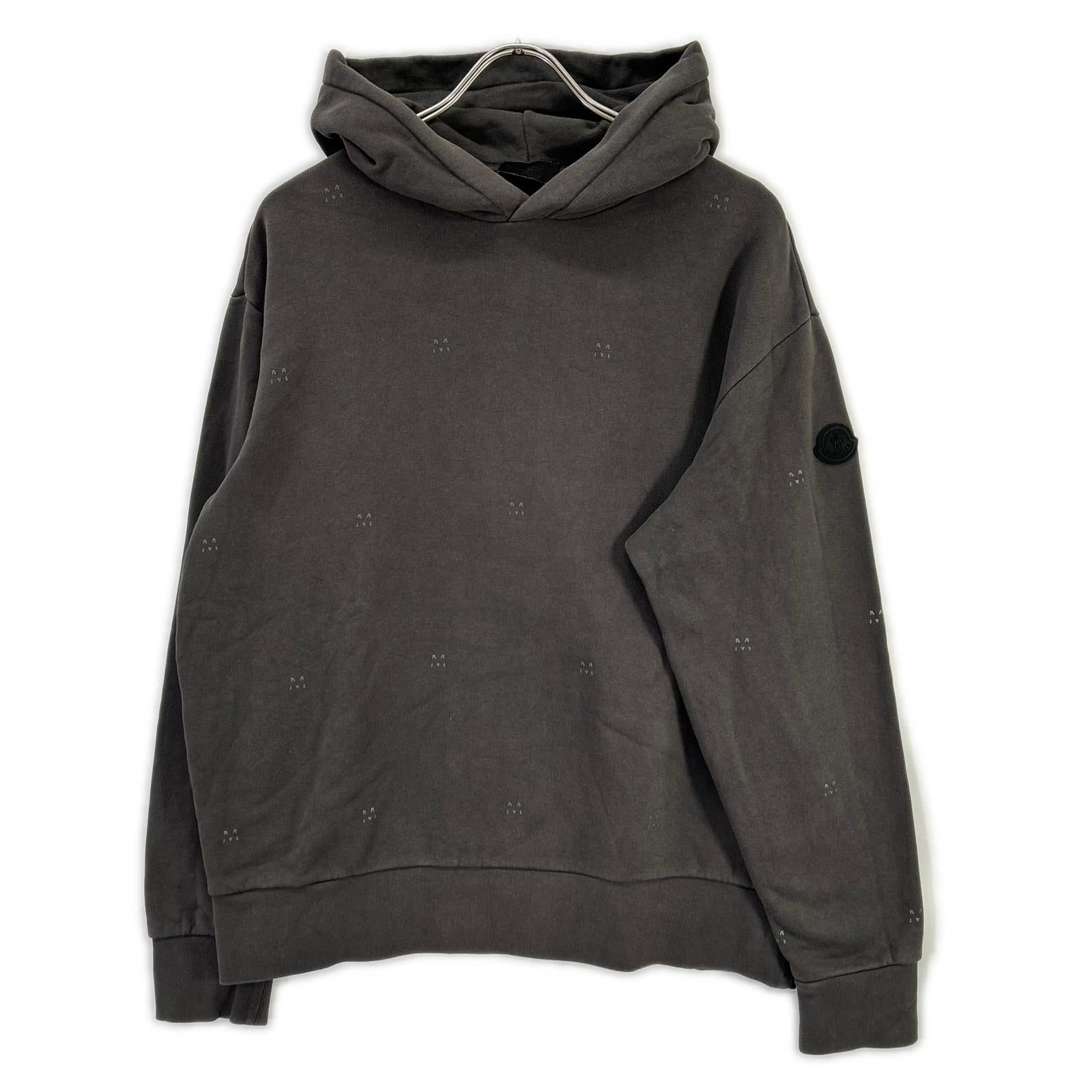 MONCLER モンクレール 22年製 HOODIE グレー コットン Mロゴ スウェットフーディプルオーバー トップス